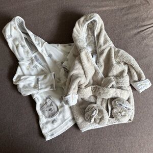 Set of Two Baby Bath Robe Towels Just One You & Just Born